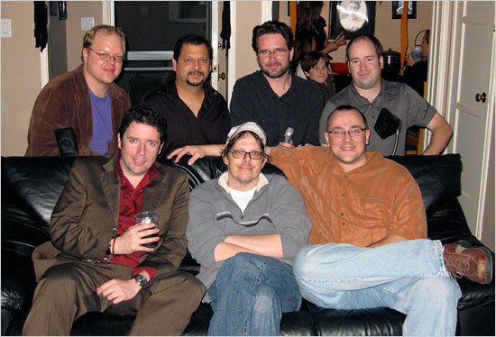 Paul's Going Away Party - (top row, L to R) Damon Houx, Francisco Rodriguez, Christopher Drake, Jeremy Smith, (bottom row) Charles de Lauzirika, Paul Prischman and (yours truly) Bill Hunt